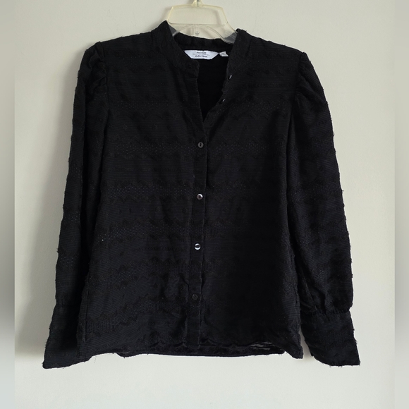 & Other Stories Tops - & OTHER STORIES | Embroidered Blouse Black Sz 4